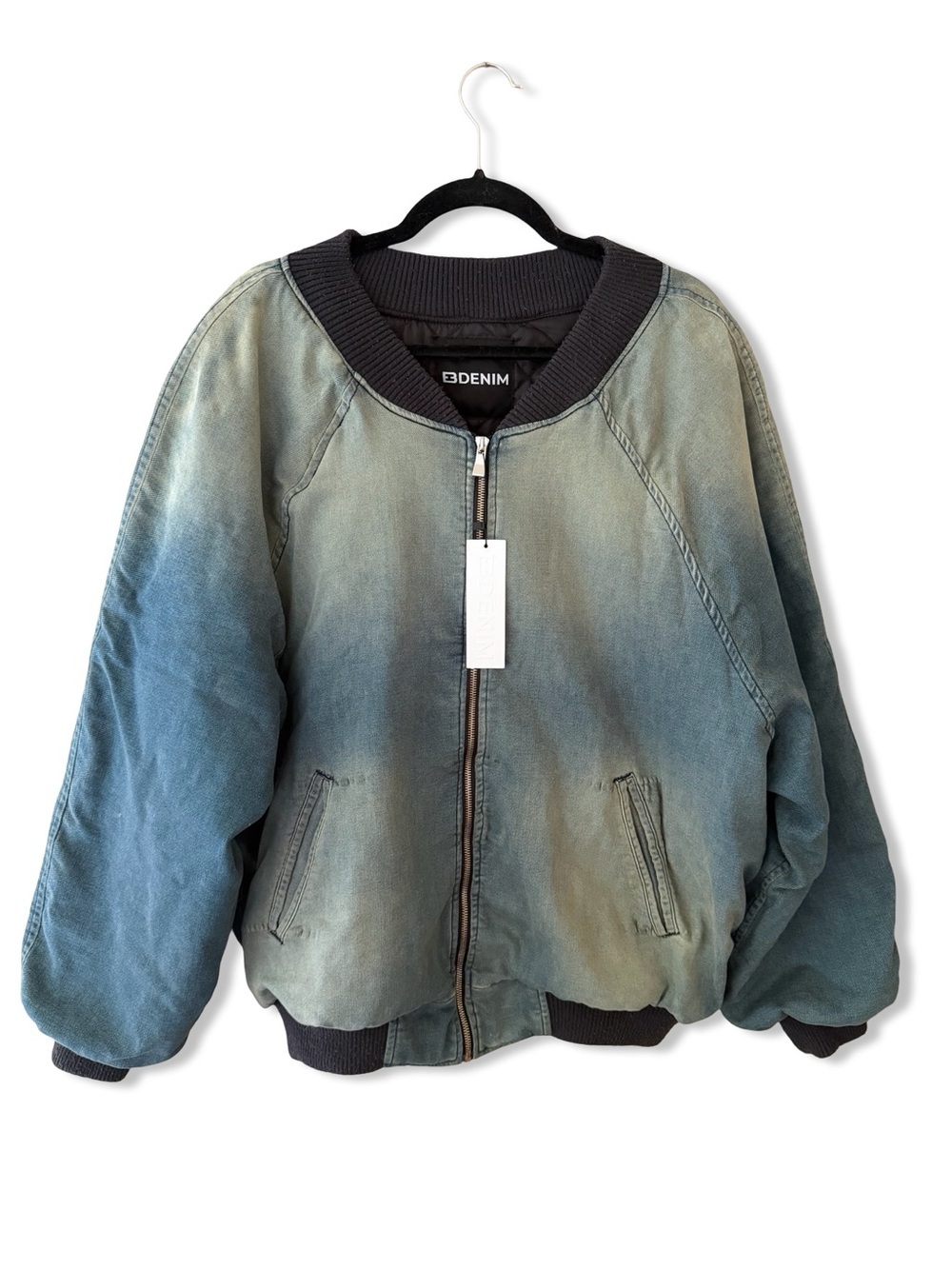 EB Denim Lombardi bomber jacket denim Washed Blue Olio oversized Revolve S - Picture 6 of 10